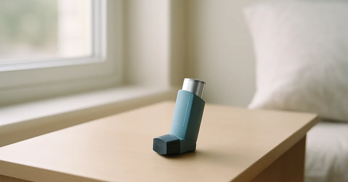 Inhalateur posé sur une table de chevet