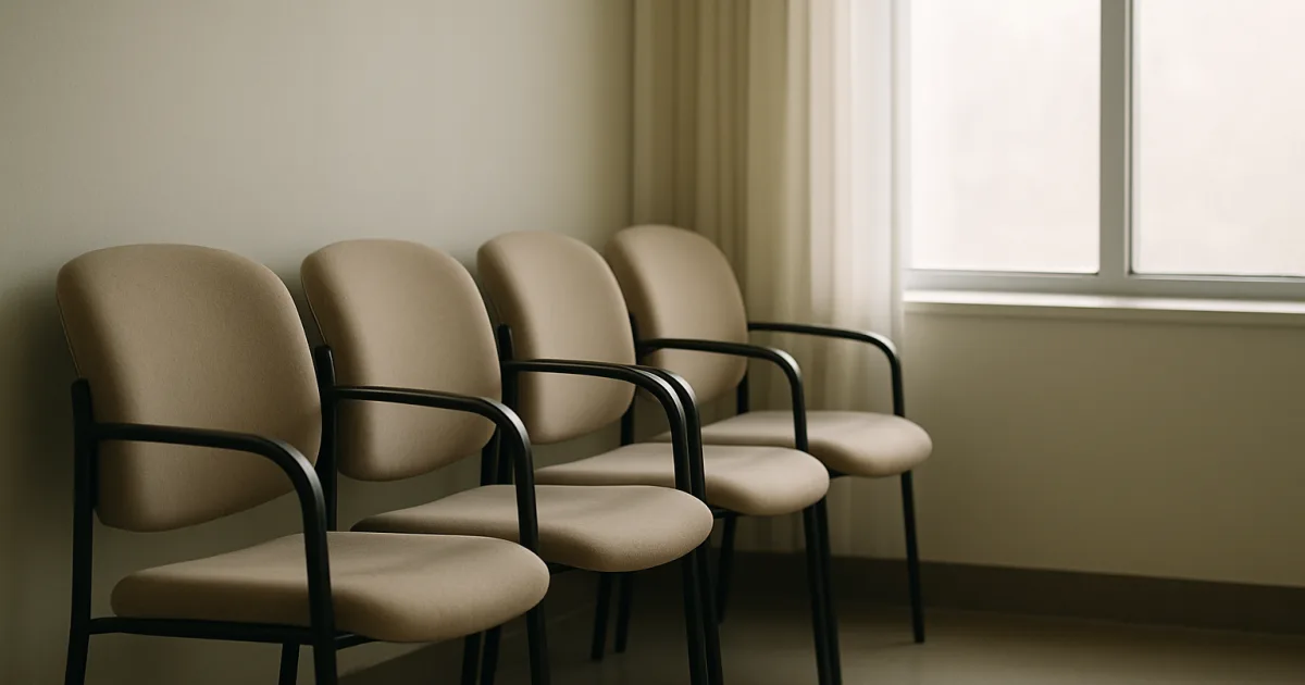 Rangée de chaises vides dans une salle d’attente